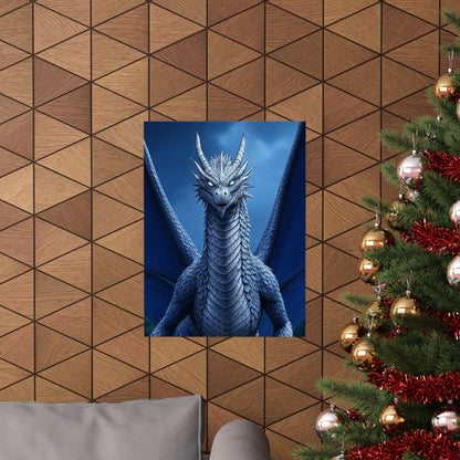 Dragon Wall Art, Matte Vertical Posters, Fantasy Home Decor, Unique Blue Dragon Art Print, Gift for Fantasy Lovers, Poster Prints, Wall