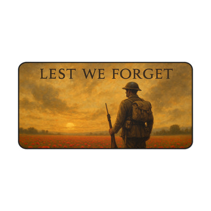 Lest We Forget Desk Mat - Memorial Day Tribute, Office Decor, Gamer Mouse Pad, Veteran's Day Gift, Thoughtful Home Accessory