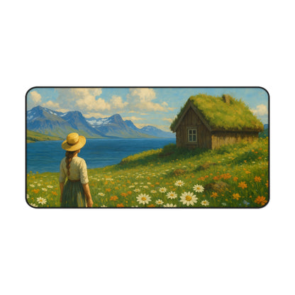 Rustic Landscape Desk Mat, Floral Office Decor, Nature-Inspired Home Office Accessories, Perfect Gift for Nature Lovers, Desk Decor
