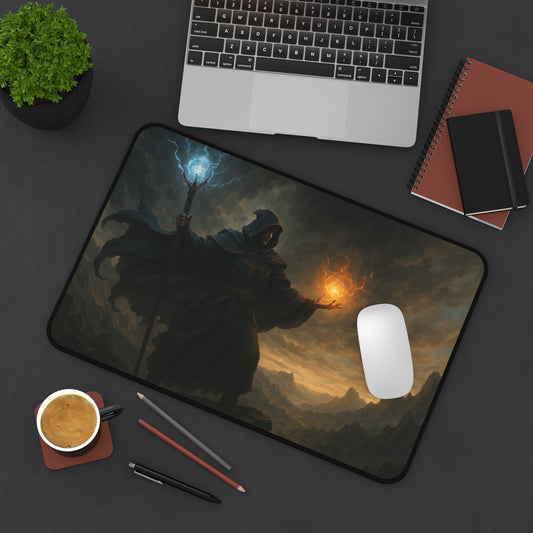 Mystical Wizard Desk Mat - Fantasy Desk Accessories for Gamers, Dungeons & Dragons Decor, Home Office Gift, Gaming Mousepad, Sci-Fi