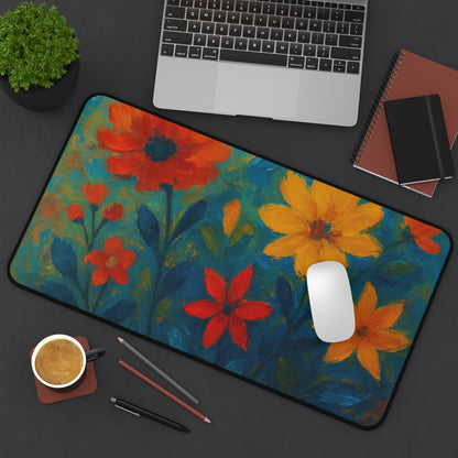 Floral Desk Mat - Vibrant Office Decor for Students & Professionals, Bright Workstation Gift, Home Office Essentials