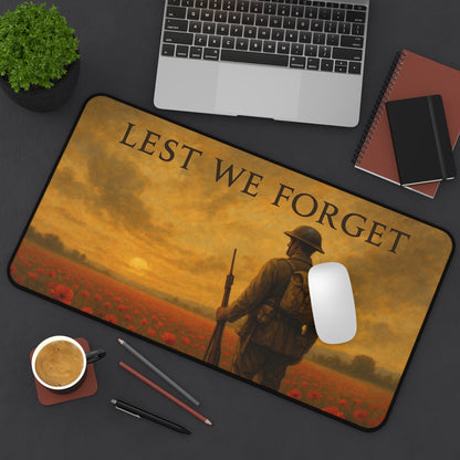 Lest We Forget Desk Mat - Memorial Day Tribute, Office Decor, Gamer Mouse Pad, Veteran's Day Gift, Thoughtful Home Accessory