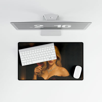 Elegant Blonde Goddess Desk Mat – Luxury Office & Gaming Surface | Arctic Threadwork