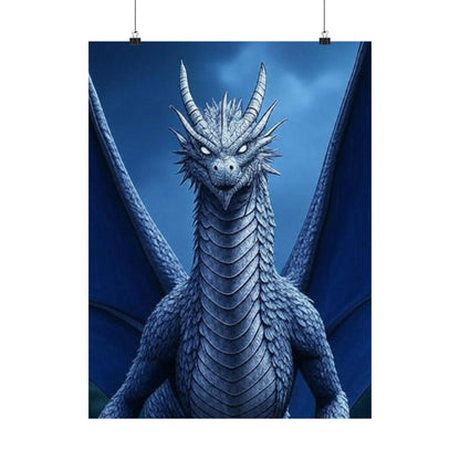 Dragon Wall Art, Matte Vertical Posters, Fantasy Home Decor, Unique Blue Dragon Art Print, Gift for Fantasy Lovers, Poster Prints, Wall