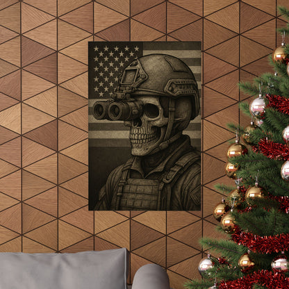 Silent Sentinel – Military Skull with Night Vision Matte Poster