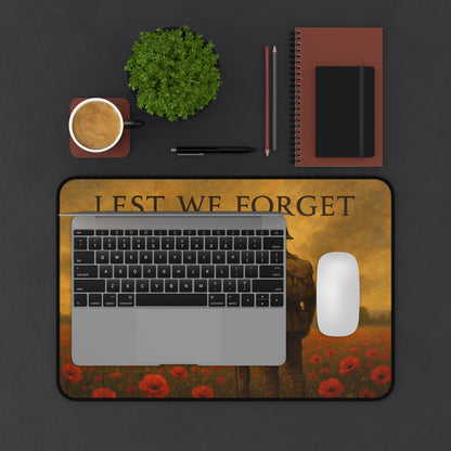 Lest We Forget Desk Mat - Memorial Day Tribute, Office Decor, Gamer Mouse Pad, Veteran's Day Gift, Thoughtful Home Accessory