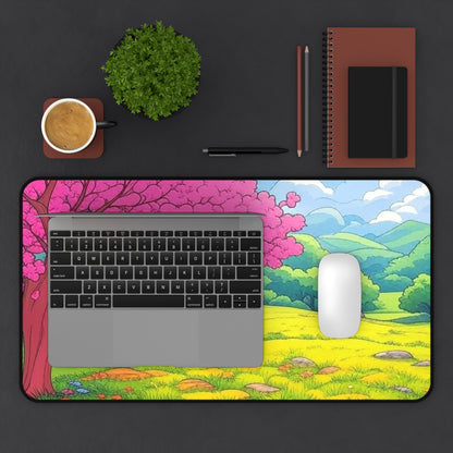 Desk Mat - Blossoming Serenity - Vibrant Nature Design for Home Office