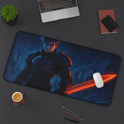 Futuristic Gamer Desk Mat, Cyberpunk Mouse Pad, Gaming Accessory, Office Decor, Gift for Gamers, Unique Desk Decor