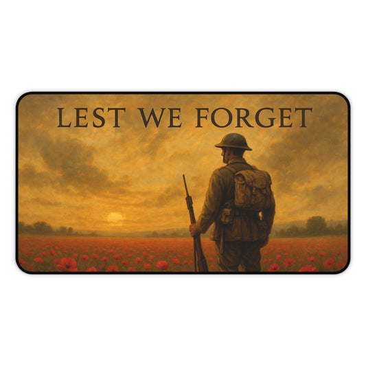 Lest We Forget Desk Mat - Memorial Day Tribute, Office Decor, Gamer Mouse Pad, Veteran's Day Gift, Thoughtful Home Accessory