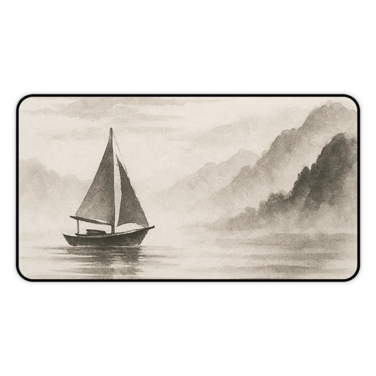 Serene Sailboat Desk Mat, Office Decor, Nautical Desk Accessory, Gift for Teachers, Home Workspace, Coastal Vibe