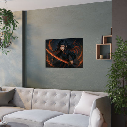 Dynamic Anime Art Satin Poster, Bold Artwork, Manga Decor Wall Art, Unique Gift for Fans, Room Aesthetic