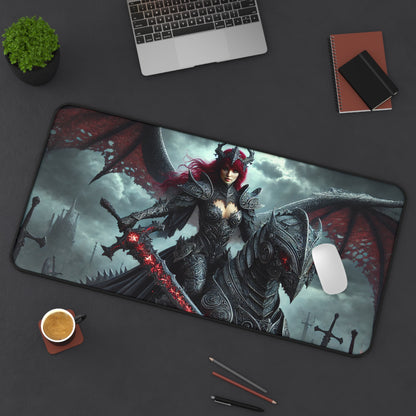 “Dark Empress of the Void” Premium Desk Mat – Epic Fantasy Dragon Knight Design