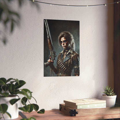 Vertical Poster - Fierce Gun-Wielding Warrior Art