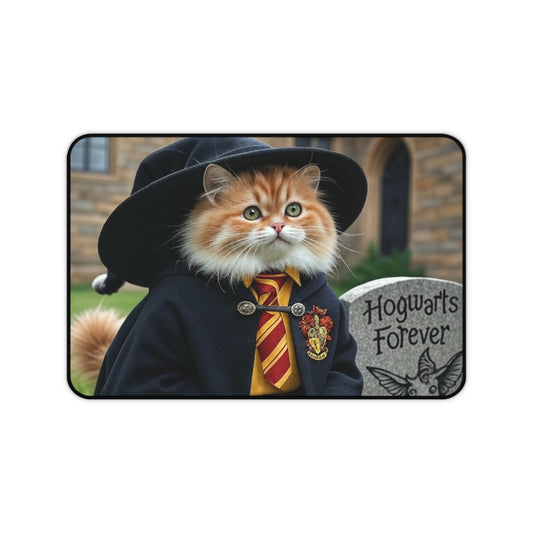 Magical Cat Desk Mat, Hogwarts Forever Mouse Pad, Office Decor for Cat Lovers, Unique Gift for Students, Gamer Accessories, Fun Home Office