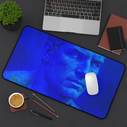 Blue Sculpture Desk Mat - Artistic Mouse Pad, Office Decor, Home Workspace, Gifts for Artists, Unique Desk Accessories