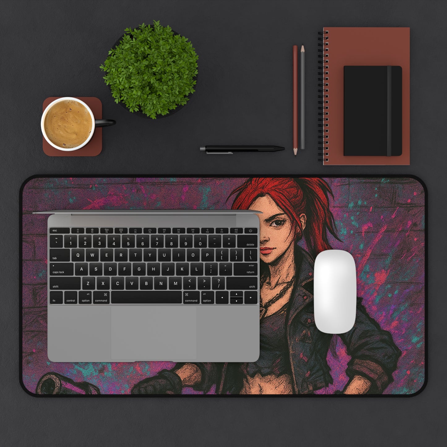 Desk Mat - Edgy Graffiti Art - Stylish Office Accessories for Gamers and Creatives