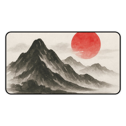Mountain Sunrise Desk Mat - Zen Office Decor, Japanese Style, Gift for Students, Home Office Accessories, Asian Aesthetic