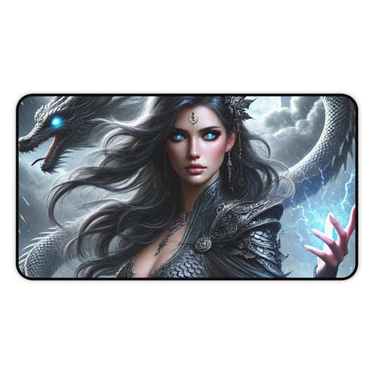Mystical Dragon & Sorceress Desk Mat – Fantasy Gaming Pad for Writers, Gamers & Artists