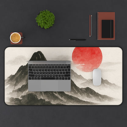 Mountain Sunrise Desk Mat - Zen Office Decor, Japanese Style, Gift for Students, Home Office Accessories, Asian Aesthetic