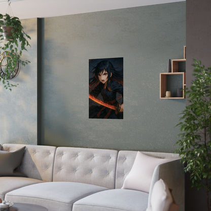 Dynamic Anime Art Satin Poster, Bold Artwork, Manga Decor Wall Art, Unique Gift for Fans, Room Aesthetic