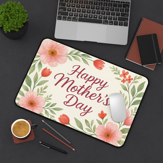 Floral Mothers Day Desk Mat, Elegant Workspace Decor, Gift for Mom, Home Office Accessory, Personalized Desk Decoration