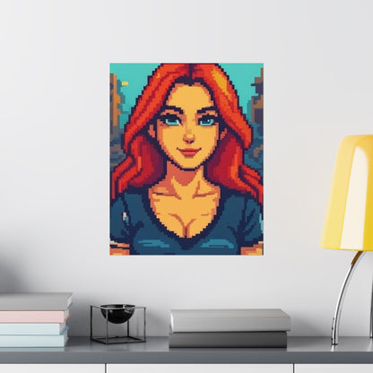 Retro 2D Warzone 16-Bit Pixel Art Matte Vertical Poster – Gaming Décor