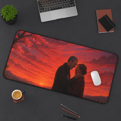 Romantic Sunset Desk Mat, Inspiring office decor, Gift for couples, Home workspace accessory, Perfect for anniversaries, Cozy atmosphere