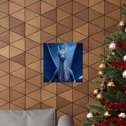 Dragon Wall Art, Matte Vertical Posters, Fantasy Home Decor, Unique Blue Dragon Art Print, Gift for Fantasy Lovers, Poster Prints, Wall