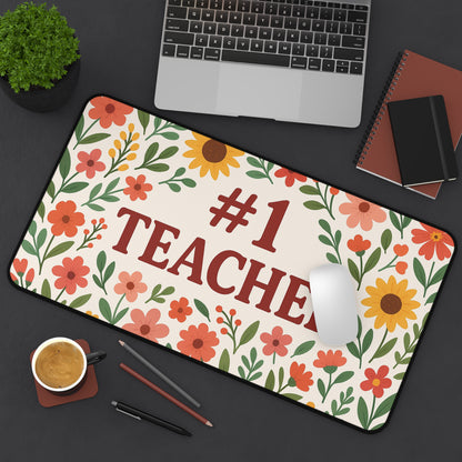 Floral #1 Teacher Desk Mat, Gift for Educators, Home Office Decor, Teacher Appreciation, Classroom Accessory