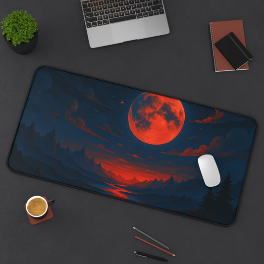 Mystical Moonlit Landscape Desk Mat, Office Decor, Gaming Mouse Pad, Cozy Workspace Accessories, Gift for Nature Lovers
