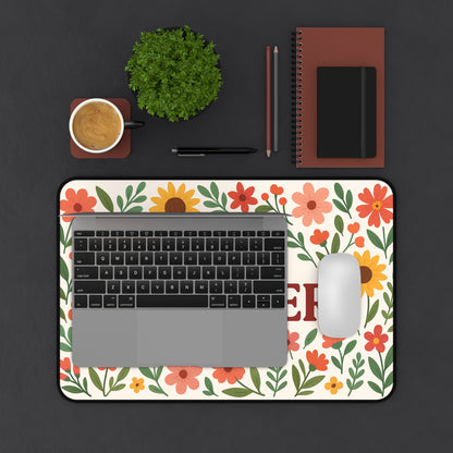 Floral #1 Teacher Desk Mat, Gift for Educators, Home Office Decor, Teacher Appreciation, Classroom Accessory