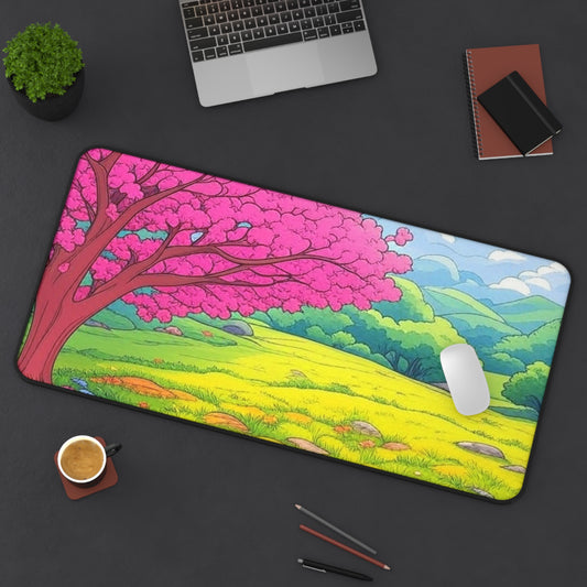 Desk Mat - Blossoming Serenity - Vibrant Nature Design for Home Office