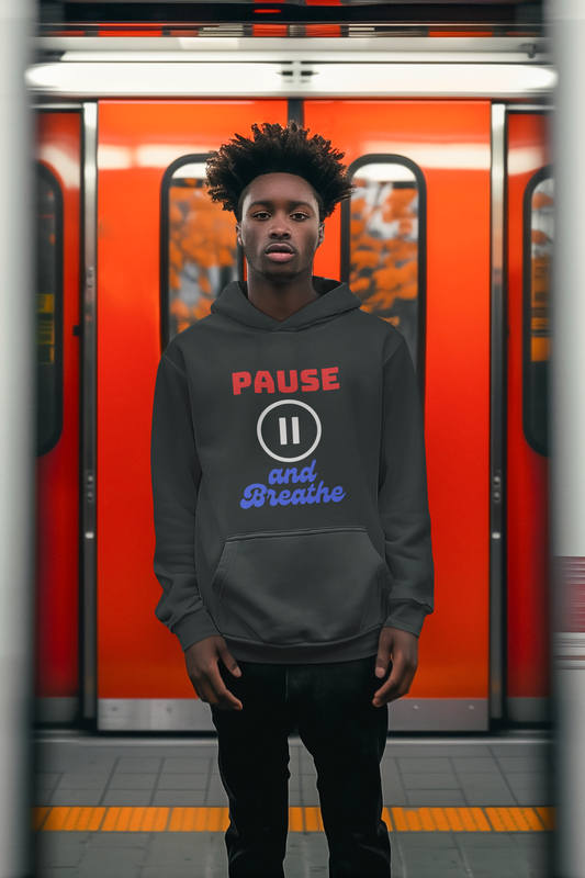 Unisex Heavy Blend™ Hooded Sweatshirt - 'Pause and Breathe' Motivational Hoodie for Relaxation