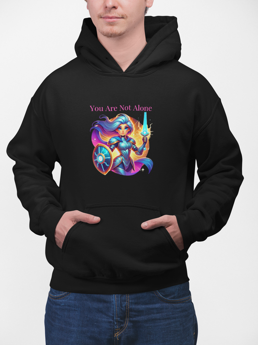 Hooded Sweatshirt with 'you are not alone' Design