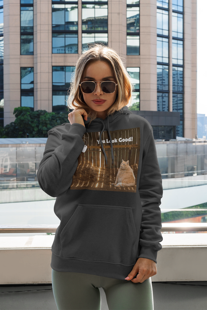 Cozy Cat Vibes Hoodie - You Look Good Unisex Sweatshirt