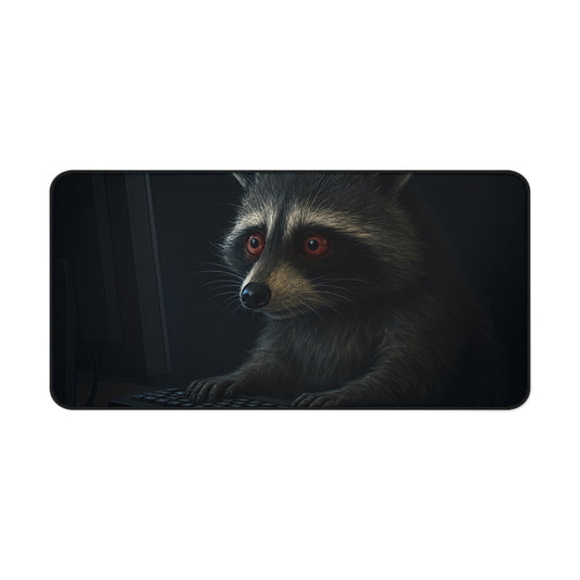 Late Night Raccoon Gaming Desk Mat – Neoprene Comfort & Style