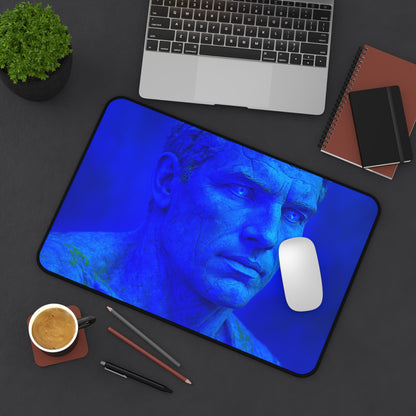 Blue Sculpture Desk Mat - Artistic Mouse Pad, Office Decor, Home Workspace, Gifts for Artists, Unique Desk Accessories