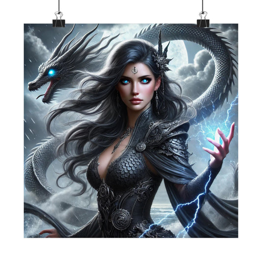 Mythical Fantasy Matte Vertical Poster - Enchanting Dragon Artwork