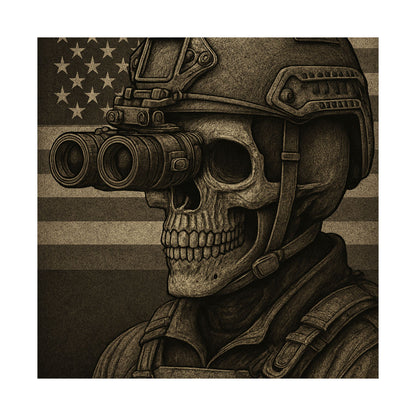 Silent Sentinel – Military Skull with Night Vision Matte Poster