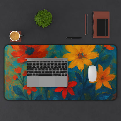 Floral Desk Mat - Vibrant Office Decor for Students & Professionals, Bright Workstation Gift, Home Office Essentials