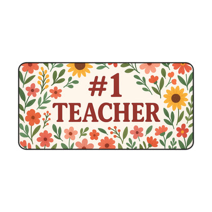 Floral #1 Teacher Desk Mat, Gift for Educators, Home Office Decor, Teacher Appreciation, Classroom Accessory