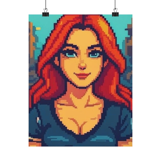 Retro 2D Warzone 16-Bit Pixel Art Matte Vertical Poster – Gaming Décor