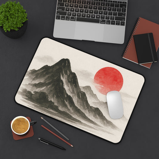 Mountain Sunrise Desk Mat - Zen Office Decor, Japanese Style, Gift for Students, Home Office Accessories, Asian Aesthetic