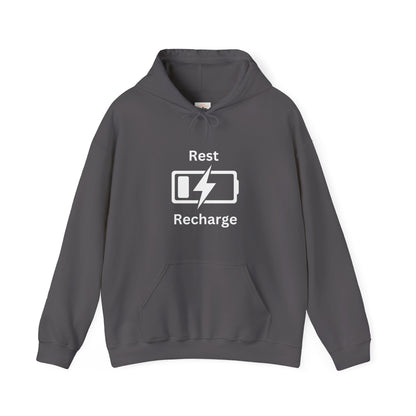 Rest Recharge Hoodie - Unisex Heavy Blend Sweatshirt for Relaxation