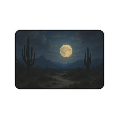 Desert Moon Desk Mat, Mystical Cactus Desk Pad, Home Office Decor, Personalized Gift for Nature Lovers, Elegant Workspace Accessory
