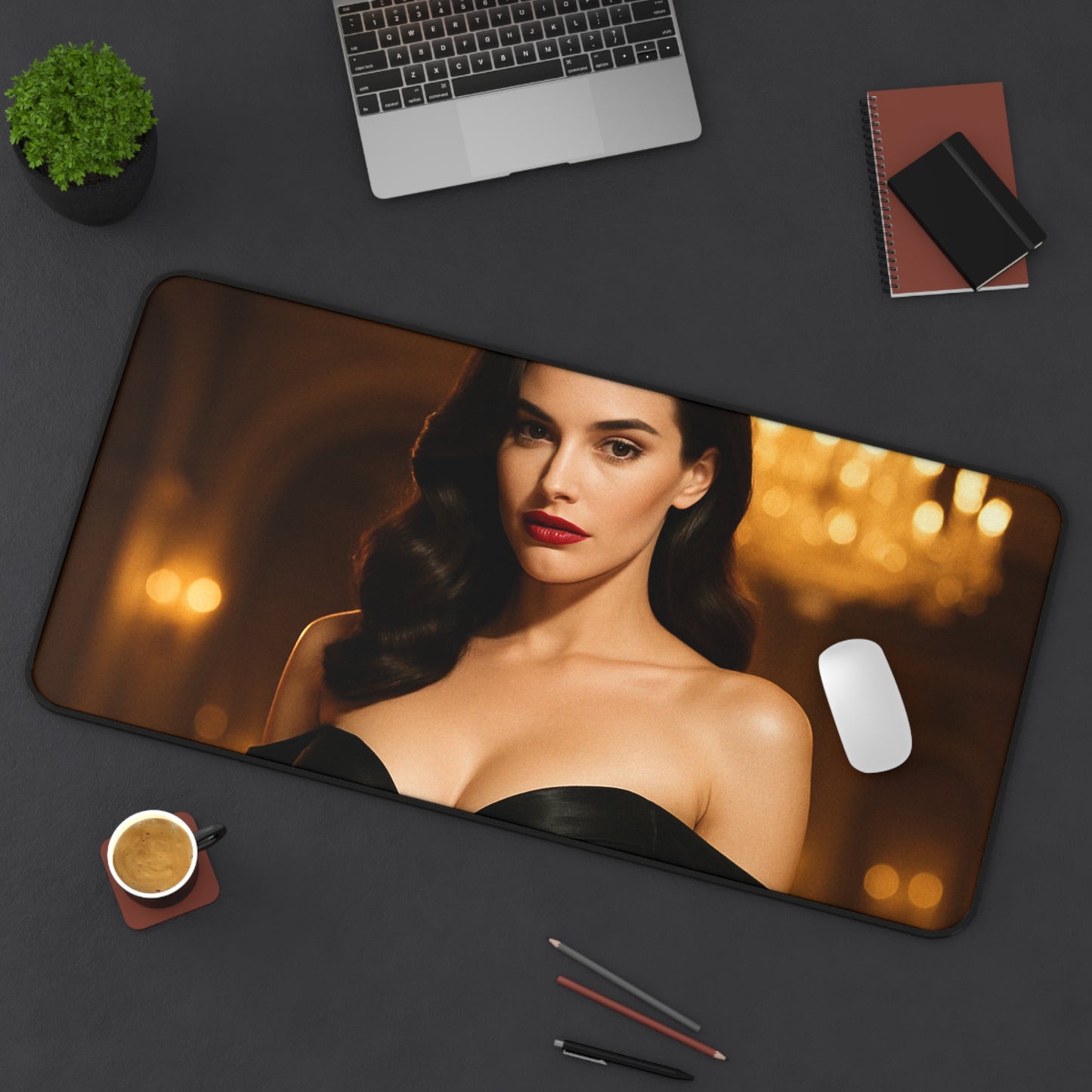 🖤 Sorceress in Scarlet – Fantasy Desk Mat | Gothic Glam Collection