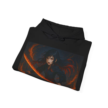 Fierce Samurai Hoodie, Anime Sweatshirt, Unisex Heavy Blend Hoodie, Cosplay Apparel, Gift for Anime Lovers