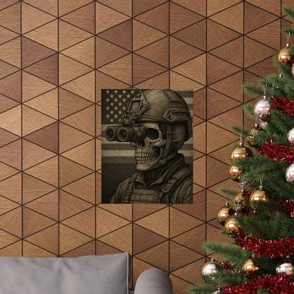 Silent Sentinel – Military Skull with Night Vision Matte Poster
