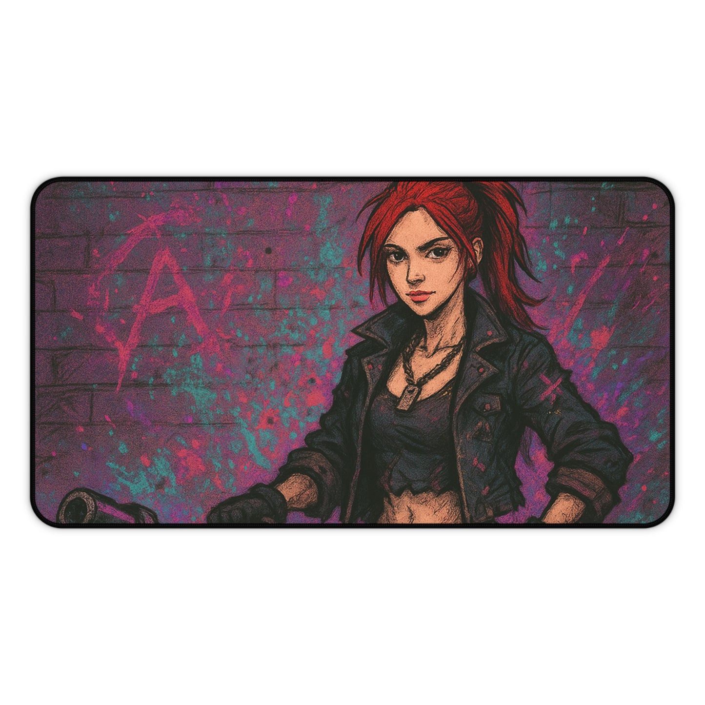 Desk Mat - Edgy Graffiti Art - Stylish Office Accessories for Gamers and Creatives