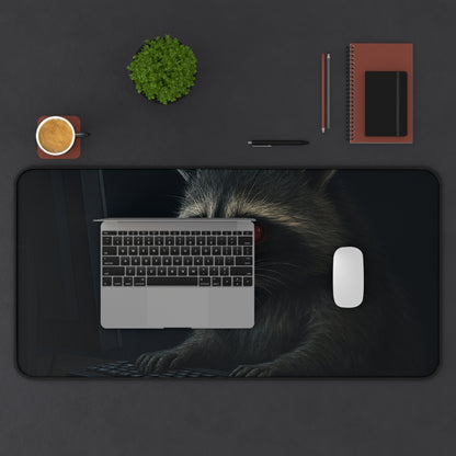 Late Night Raccoon Gaming Desk Mat – Neoprene Comfort & Style